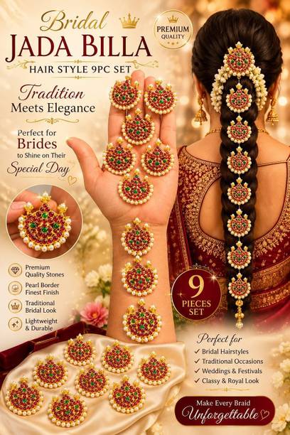 Prakavi Bridal Jada Billa 9 Pieces Set Hair Accessory Set