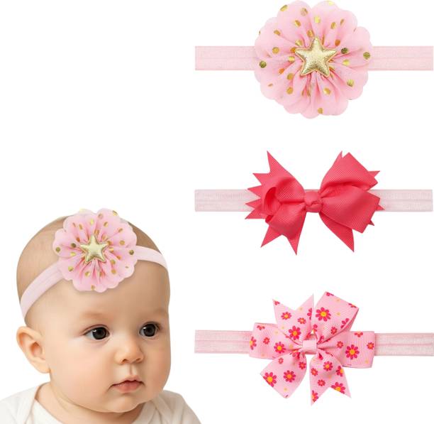 AmazingKarts Soft Stretch Baby Headbands With Big Bows – 3 Pack Head Band