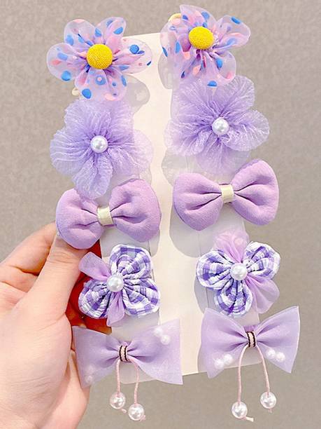 SYGA 10 Pcs Adorable Bow & Flower Design Baby Hairpin For Kids, Girls and Toddlers Hair Clip