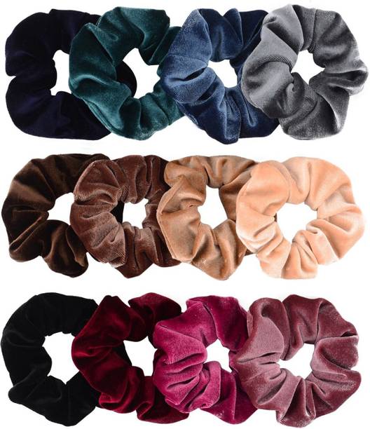 MANODHRUVA 12 Pcs Girl's Velvet Scrunchies Hair Ties Rubber Bands, Multicolor Rubber Band