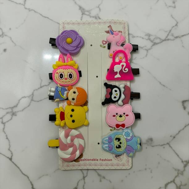 FusionFind Kids Cartoon Hair Clips Set for Girls, Cute Multicolor Snap Hair Pins Pack of 10 Hair Accessory Set