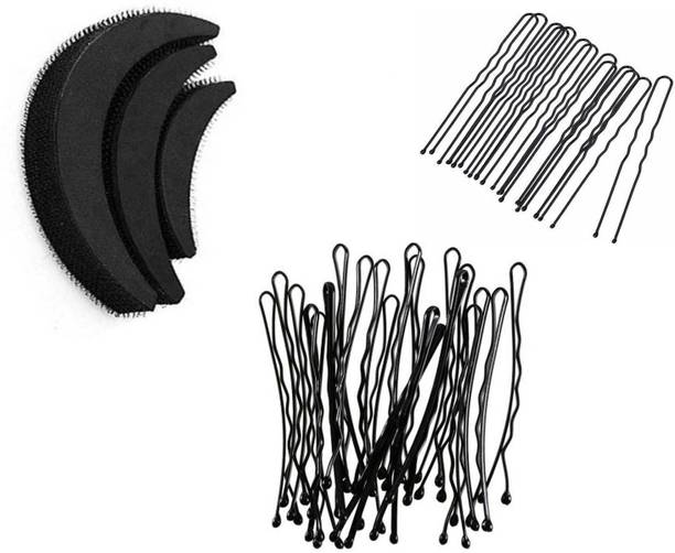 Sharum Crafts 3pc puff set juda pin 10 & 24pc bobby pin Hair Accessory Set