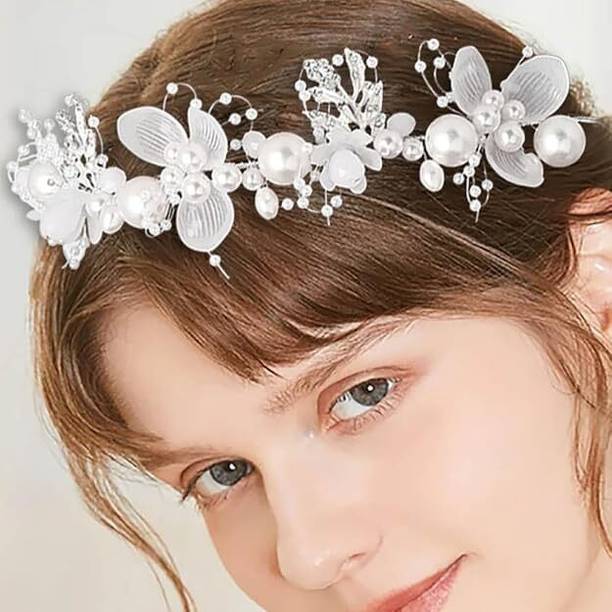 MSVTRADESS Tiara for Women, Hair Band, Pearl Flower Crown Headpiece Hair Band