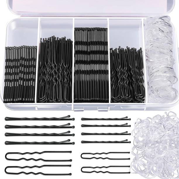 ELEPHANTBOAT 300pcs Hair Pins and Rubber Ties Set for Women Secure Hold Styling Kit Hair Accessory Set