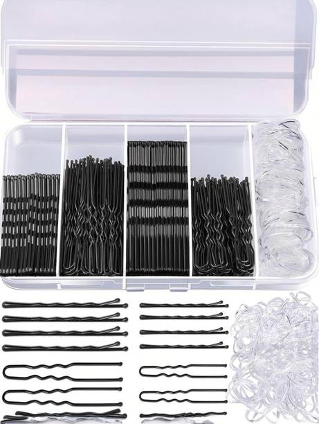 ELEPHANTBOAT 300pcs Hair Pins and Rubber Ties Set for Women Secure Hold Styling Kit Hair Accessory Set