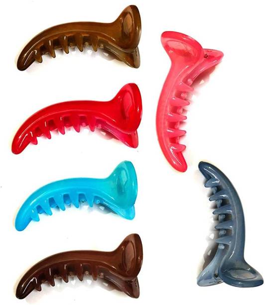 DN Creation Set of 6 Random Color Banana Hair Clutcher Mirchi Hair Clip for Girls Banana Clip