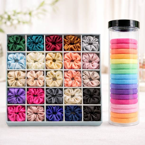 HARSHASS Women & Girls Multi-Color Satin Hair Scrunchies Set with Soft Elastic Hair Bands Hair Accessory Set