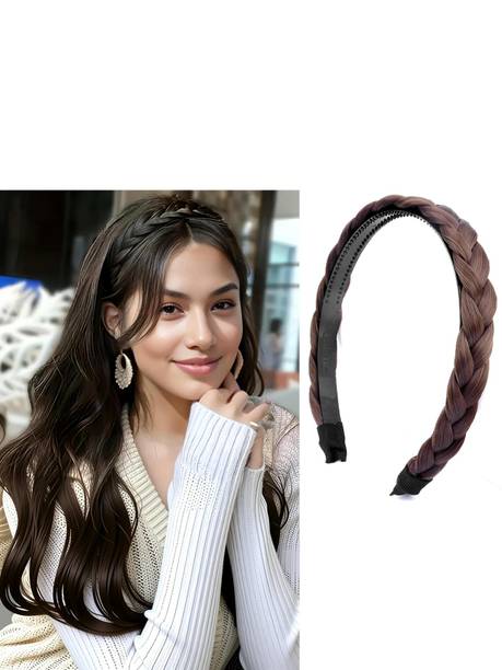 KRSNA CREATION HairBand Synthetic Braided Hair for Women and Girls Hair Accessories Head Band