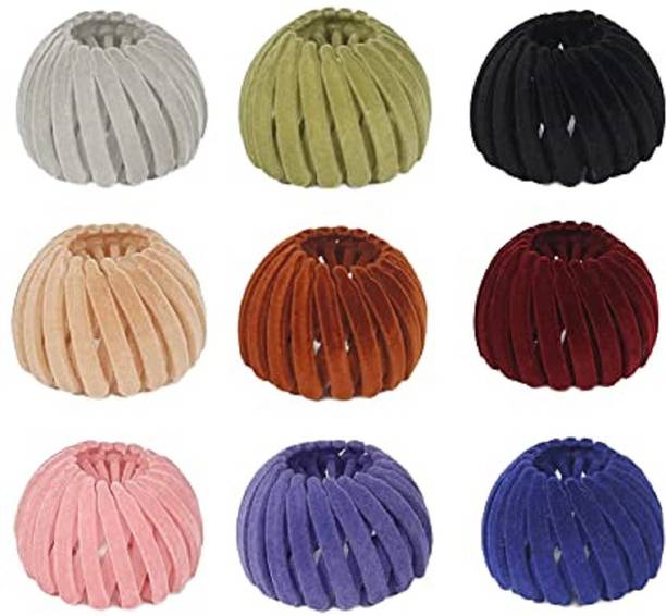 BBY2YNG 2Pcs Bird Nest Velvet Hair Clips,Hair Bun Maker,Expandable Ponytail Holder Hair Clip