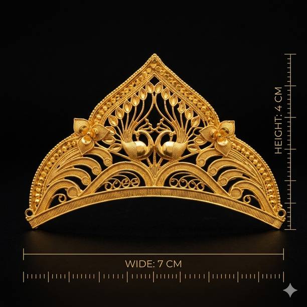 Biyer Saj Golden Mukut Tiara Hair Accessories Crown for Bride Women Wedding Hair Accessory Set