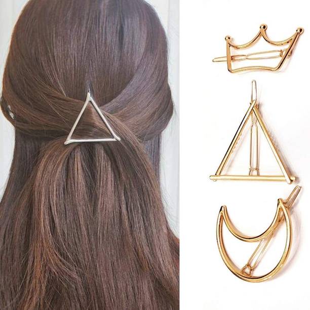 Vivalace stylish Metal geometric Design Hair Clips For Girls Women Pack of 6 Hair Clip Hair Pin