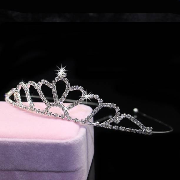Orama Silver Crystal Tiara Crown Headbad Princess Rhinestone Crown Hair Accessory 601 Hair Accessory Set