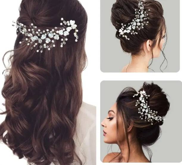 iapex artificial flower hair accessory for women white Hair Accessory Set