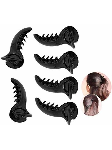 FASHIONTRENDS Black Banana Hair Clip/Claw Clip Clutcher For Women And Girls - Pack of 6 Banana Clip