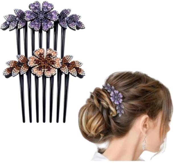 INHEAVEN 2 pc Hair Clips for Women Flower Hair Comb Pins Slide Hair Clips for Girls hair combo