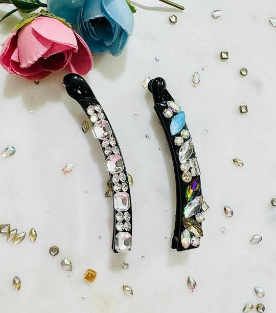 DEEPTI CHANDNA DESIGNS Exclusive & Elegant Handcrafted Multi Stones Clip for Girls Banana Clip