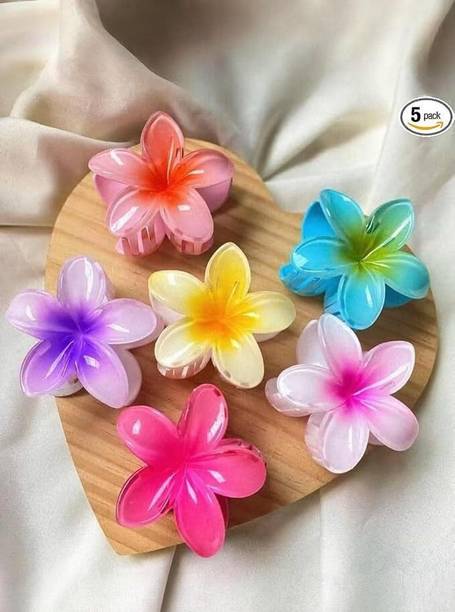 StyleShine 5 Pcs Flower Claw Clip For Hair Multicolor, Hawaiian Flowers Hair Clip