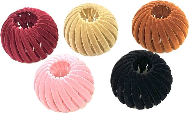 Fezzalo 5 Pcs Magic Bird Nest Hair Clip/ Expandable Hair Bun Maker/ Bun Clip Valvet Hair Clip