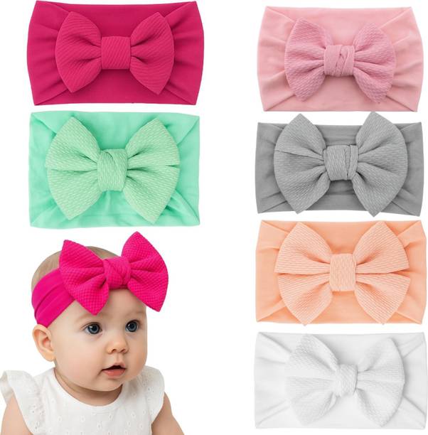 Anna Stella Baby Girl Colorful Headbands Set 6Pcs Soft Elastic headbands with Bows & Flowers Head Band