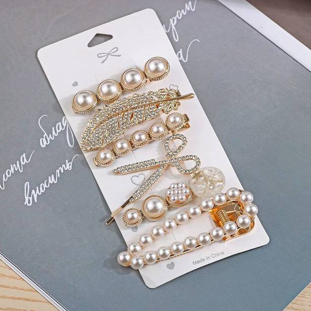 ANNA CREATIONS 6 Piece Korean Style Pearl Barrettes Women's Set Hairpin Hair Clip