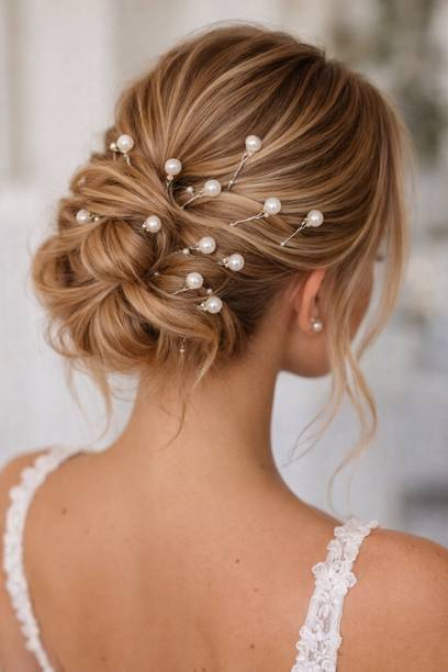 kastbhanjan White Pearl Hair Pins Set (40 Pieces) Hair Clip