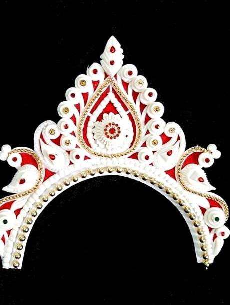 BengCraft Bengali Wedding Bridal Shola Crown Mukut for Bride Topor Sola Biyer Mutuk Hair Accessory Set