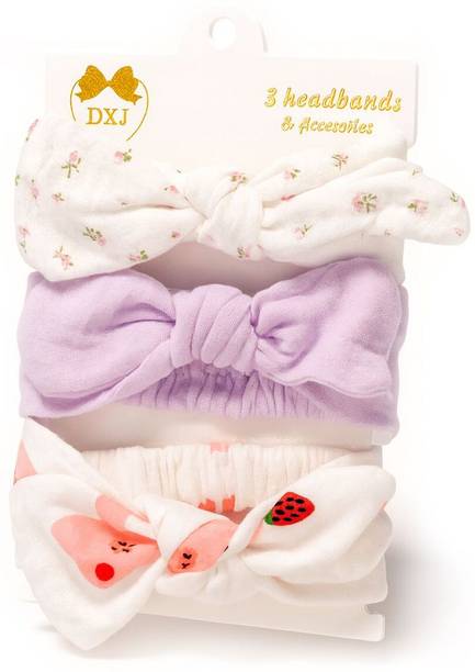 SYGA 3 Pcs Printed Bow Soft Stretchable Headband for Newborn Infant Toddler Baby Head Band