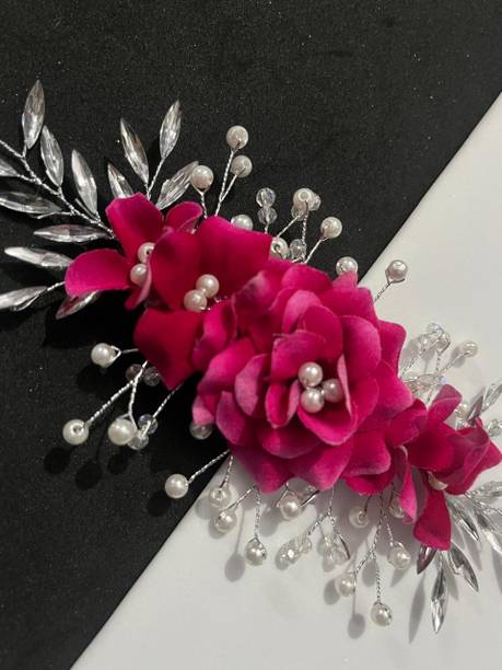 kerav Artificial long red flower haqir accessory Hair Accessory Set