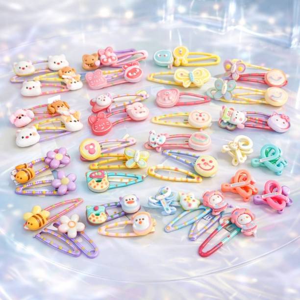 glam bands Printed Cartoon Hair Clips for Girls & Kids | Assorted Styles & Colors-40Pcs Hair Clip