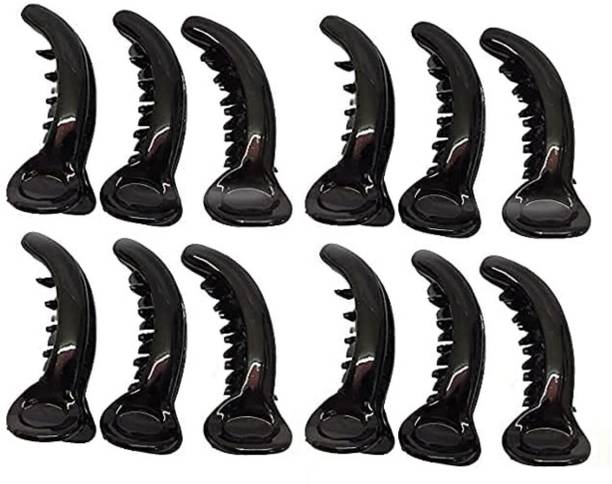 DN Creation Set of 12 Black Color Banana Hair Clutcher Mirchi Hair Clip for Girls Banana Clip