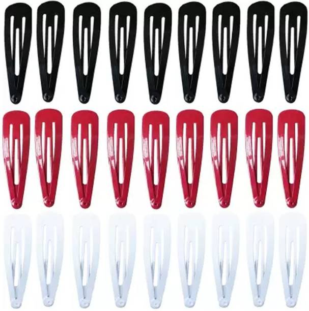 Fabowlous Tic Tac Hair Clips ForWomen & Girls (27Pairs) Tic Tac Clip (White,Red,Black) Tic Tac Clip