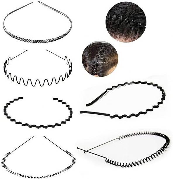 StylTrend 5pcs Unisex men women headbands hair bands metal sports hairband clip wavy Head Band