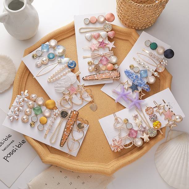 Amirah Gracious Pearl Gold Plated Hairclip Jewellery for Women & girls Hair Pin 8 Pcs Hair Clip