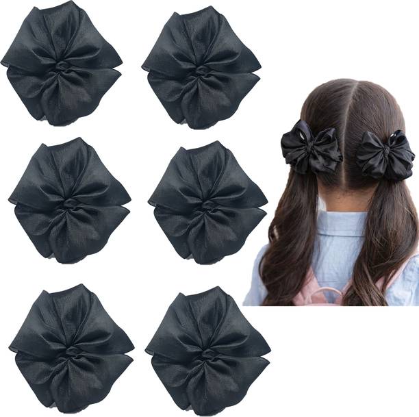 Saca 6 pcs of Ready to Wear School Ribbon Hair Band (Black) Rubber Band