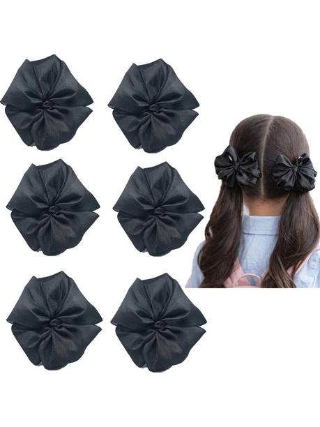 Saca 6 pcs of Ready to Wear School Ribbon Hair Band (Black) Rubber Band