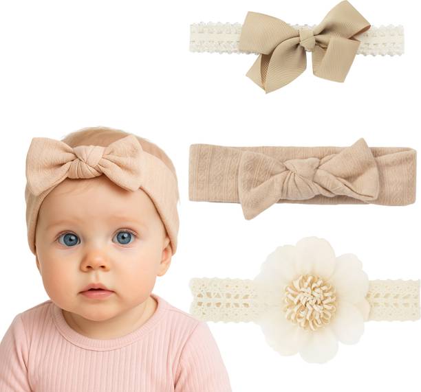 RAINBOW RETAIL Stylish Fancy baby girl kids hairband elastic hair accessory set 3 PCS Head Band