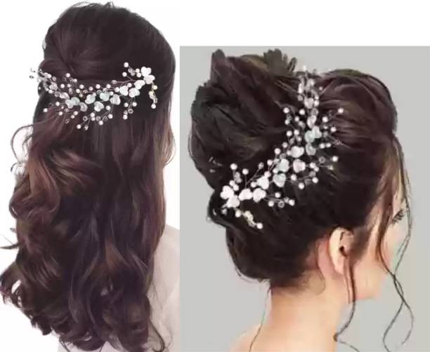 OLLIVOO Artificial Flowers & Pearl Style Juda Bun Accessories Bun