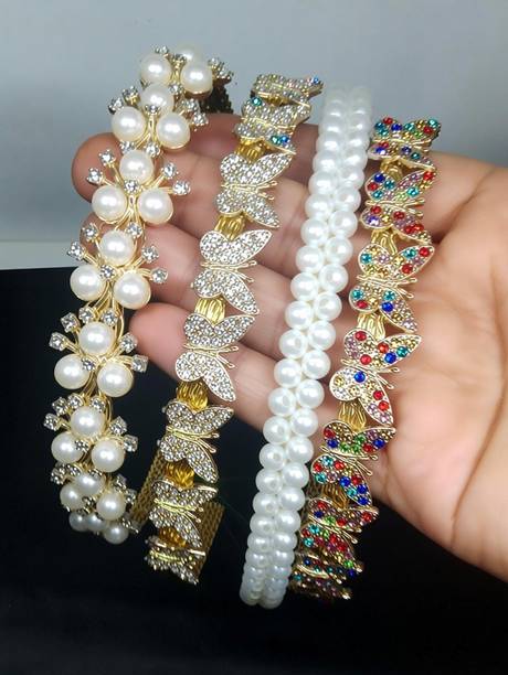 Golden Lion 04 Pcs beaded hair bands for girls and women Hair Band