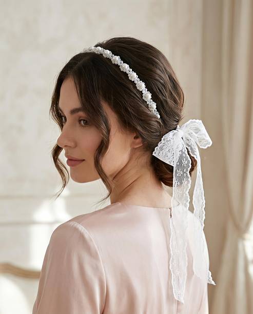 Drishman Hair Band White with Stone tie Head Band