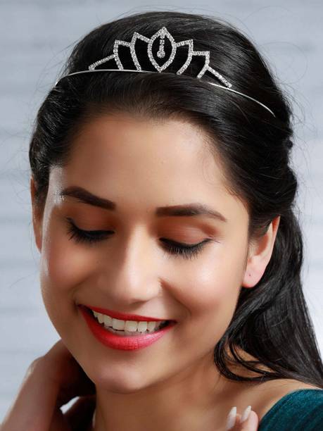Orama Silver Crystal Tiara Crown Headbad Princess Rhinestone Crown Hair Accessory 607 Hair Accessory Set