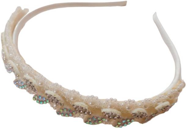 barakath White (Pearl) Hair Band Hair Accessories With Diamond Studded Pearl For Women Head Band Price in India