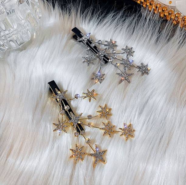 jai enterprises Shivani House 2PCS golden Star hair clip Allure Graceful Women Hair Accessories. Hair Clip