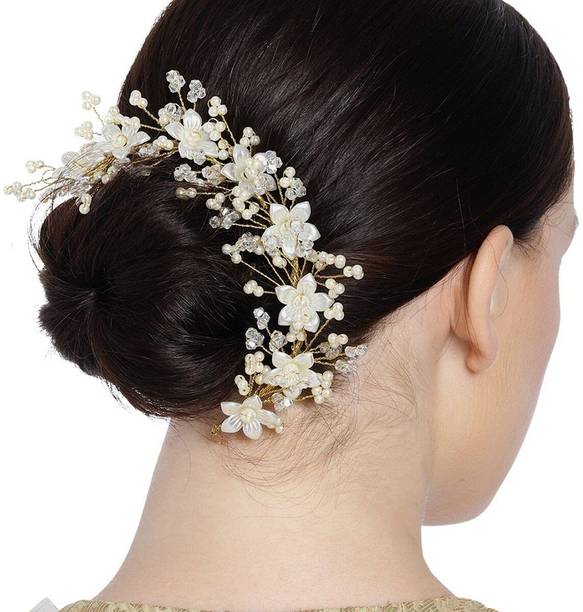Kaima Latest Tiara Artificial Crystal Bridal Wedding Hair clip juda pin Hair Accessory Bun Clip