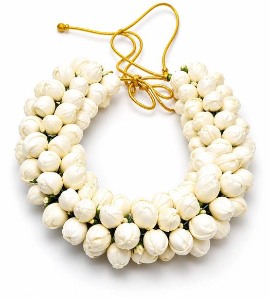 BCOLLAGE Artificial White Jasmine Gajra for Women | Bridal Hair Accessories for Wedding Hair Accessory Set