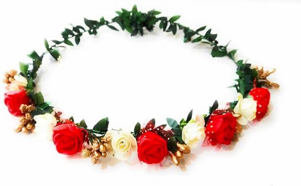 Alora Women Style Flower Pearl Tiara/Crown Head Band Hair Accessory Set Hair Band Hair Accessory Set