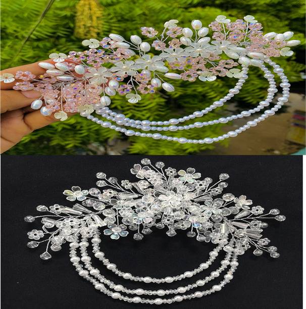 blush bella Veny for girls tiara combo pink and silver crystal finish hair combo