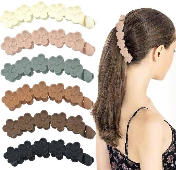 Yanwenx 6 Pack Banana Clips Hair Banana Clip Flower Hair Clips for Women Banana Clip