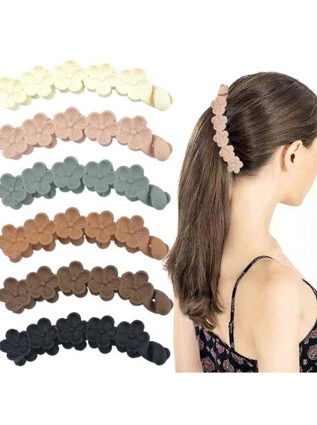 Yanwenx 6 Pack Banana Clips Hair Banana Clip Flower Hair Clips for Women Banana Clip