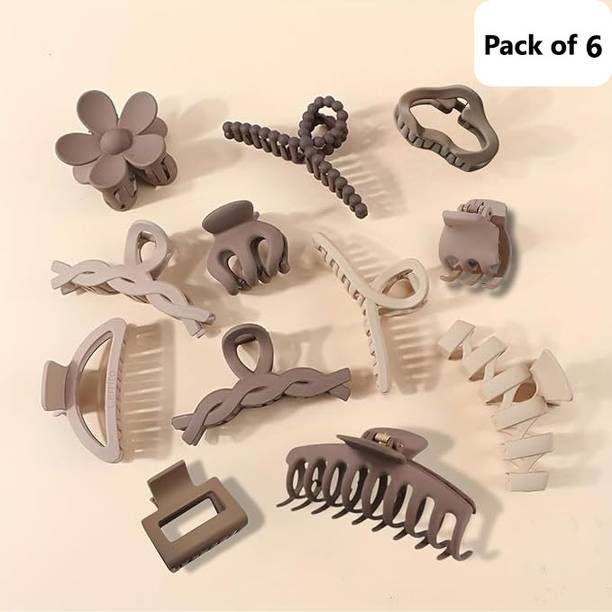 Prityka Matte Hair Claw Clip Clutcher Accessories For Women & Girls Multicolored 6p Hair Clip