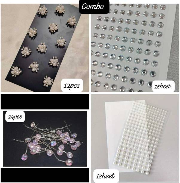 KVY COLLECTION Hair accessories for women wedding&girls hair pearls,hair clips,juda pins(combo) Hair Accessory Set